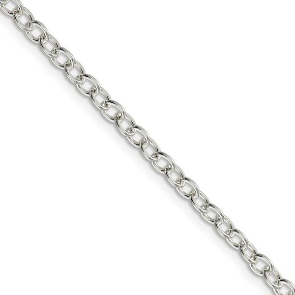 3.75mm Sterling Silver Solid Oval Cable Chain Necklace 26 Inch